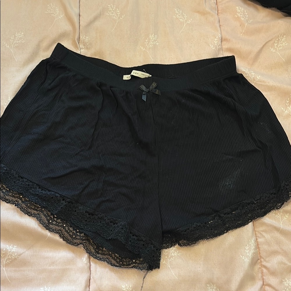 Black Lace Trim Shorts